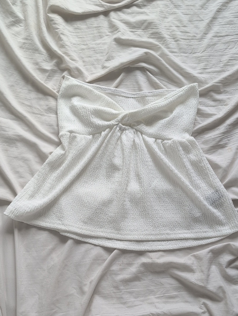 White Strapless Twist-Front Women’s Top